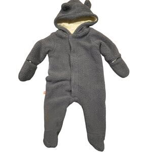 Magnificent Baby 6M Gray Fleece Bear Bunting Suit Hooded Cozy Winter One Piece